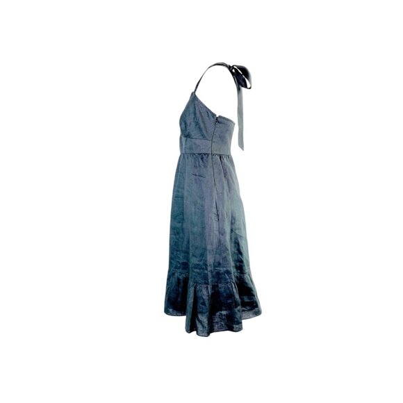 J.Crew Gray Halter Dress Barbiecore Coquette Womens Linen Size L - Picture 6 of 8
